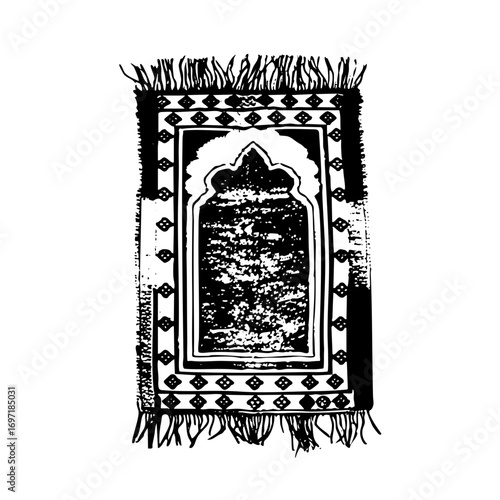 Vector Detailed vector of a traditional prayer rug with arched niche.