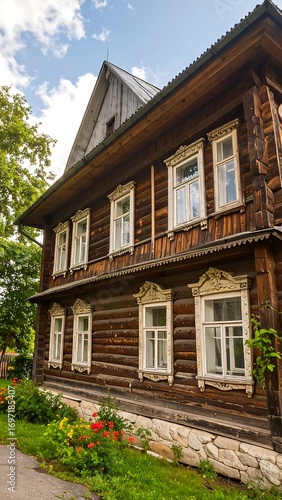Wallpaper Mural Traditional wooden house with decorative windows Torontodigital.ca