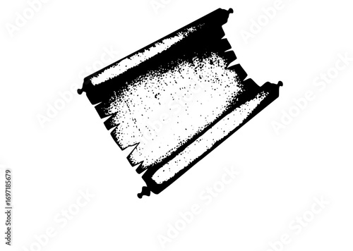 Vector Distressed scroll with textured edges and decorative bindings.
