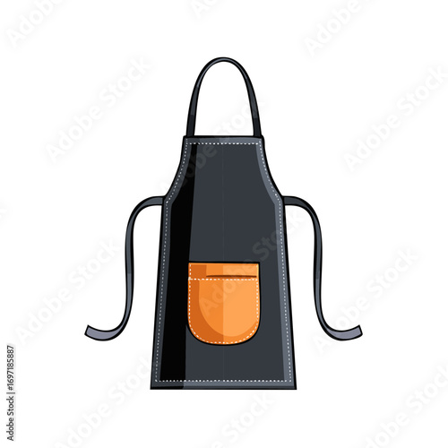 Simple Kitchen Apron with Pocket Design, Cooking Bib Apparel, Chefs Attire, Protective Clothing