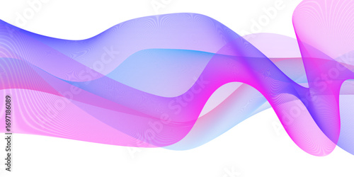 Abstract colorful wave background. Wavy stripe design. Twisted curve lines with blend effect. Business background lines. Frequency sound waves. Dynamic flowing curves isolated on white background.