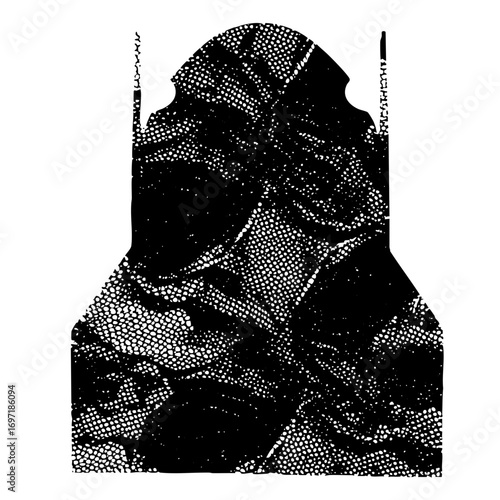 Vector Silhouette of a woman wearing a headscarf depicted in a dotted vector style.