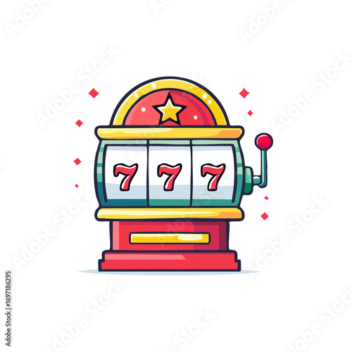 Lucky Seven Slot Machine with Star and Red Sparkles