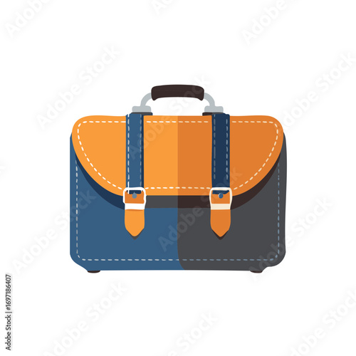 Colorful vector illustration of a vintage briefcase with buckles and a handle design.