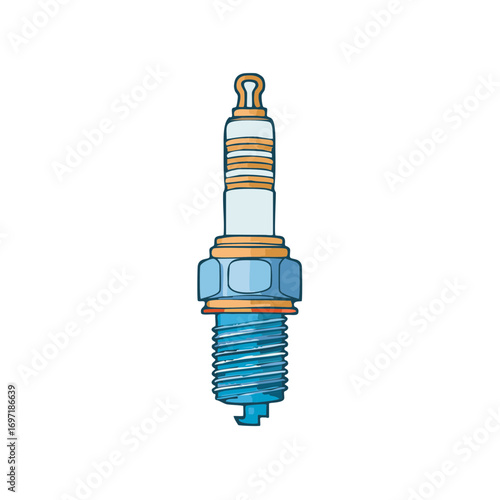 Isolated spark plug illustration automotive part component for combustion engine ignition energy icon