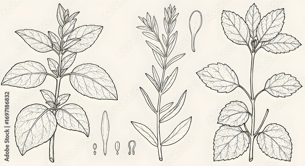 Fototapeta premium Herb and Plant Study - Base - Variation 1