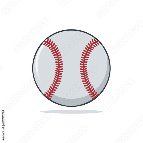 Stylized white baseball with prominent red stitching a clean sports icon graphic element