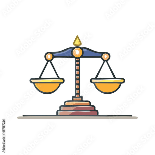 A stylized illustration of the scales of justice, a symbol of law, balance, and the legal system