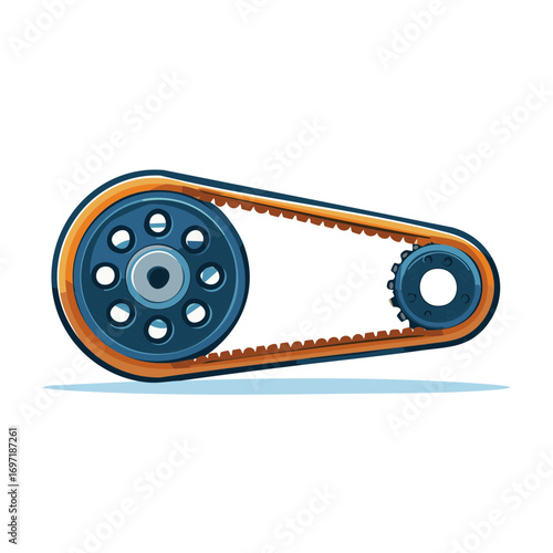 Industrial Power Transmission Design featuring Sprockets and Belt, Automotive Concept Illustration