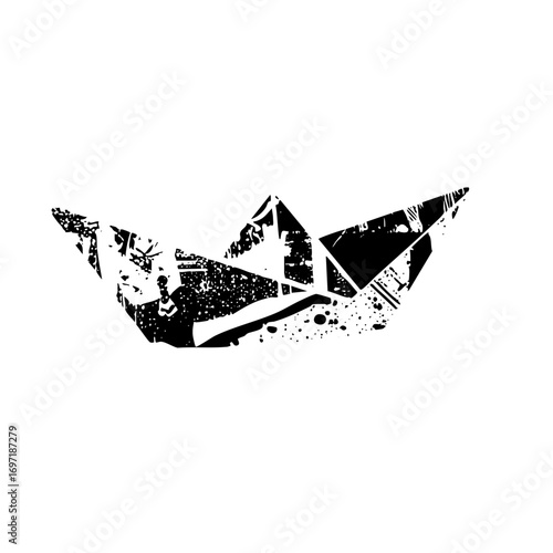 Vector Abstract mountain range with textured shapes.