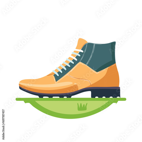 Stylish orange boot illustration. Fashion footwear. Flat design.