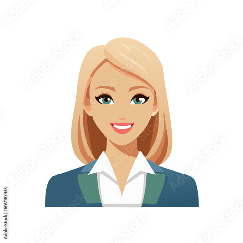 Blond Woman Illustration Portrait in Blazer with Collar for Business or Presentation