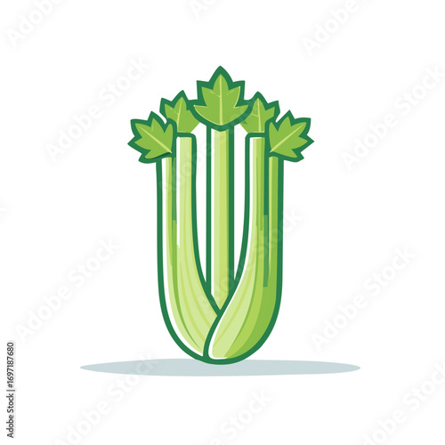 Vibrant Celery Bunch Illustration Fresh Vegetables Cooking Ingredient Icon Food Artwork