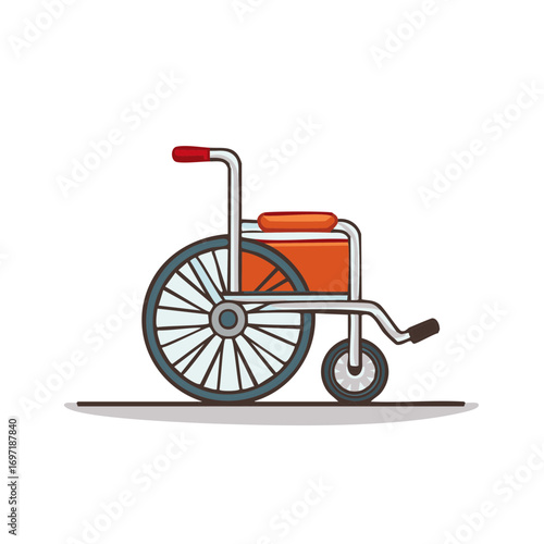 Isolated medical wheelchair illustration for patient mobility disability and rehabilitation aid