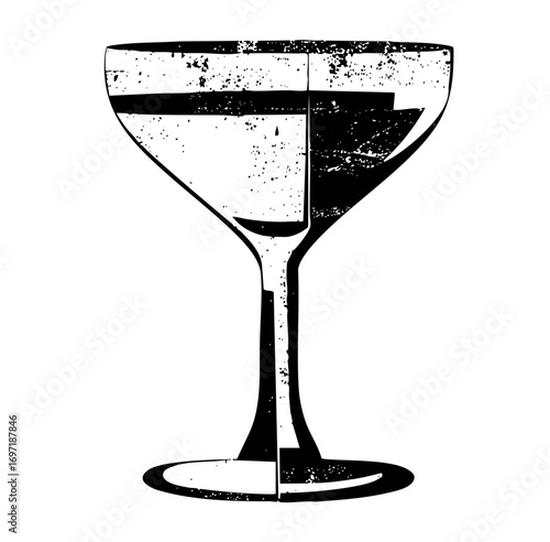 Vector Elegant cocktail glass with layered drink .