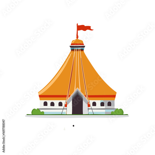 Sacred Hindu Temple vector illustration of an Indian religious pilgrimage building
