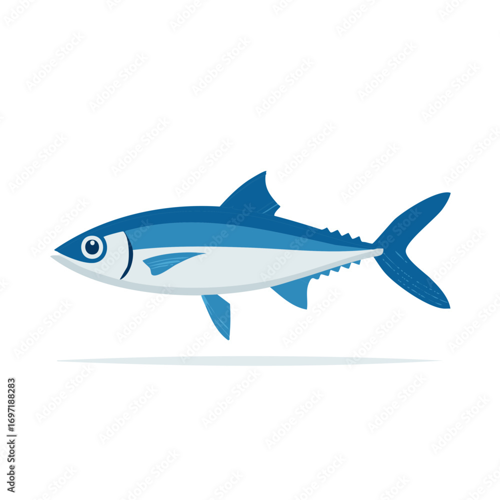 Fototapeta premium Bluefin Tuna Fish Illustration, Marine Wildlife, Seafood, Aquatic Animals, Ocean Fauna