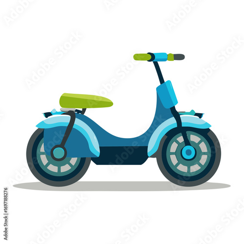 Blue and Green Electric Scooter Illustration, Transport, Eco-Friendly Vehicle