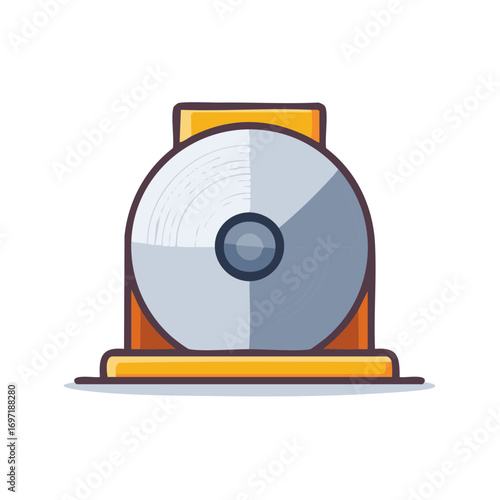 Retro CD music album in a bright orange disc holder with textured surface