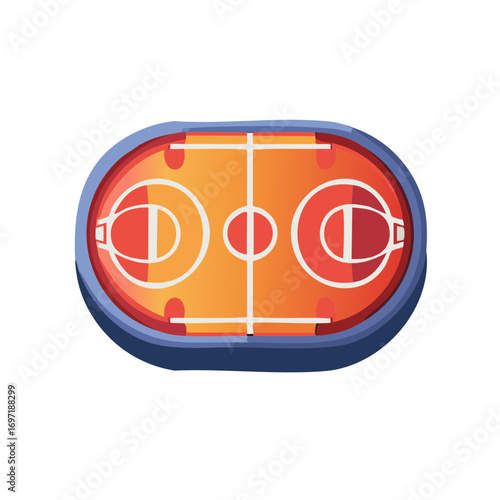 Abstract Overhead Ice Hockey Rink Court Layout Illustration