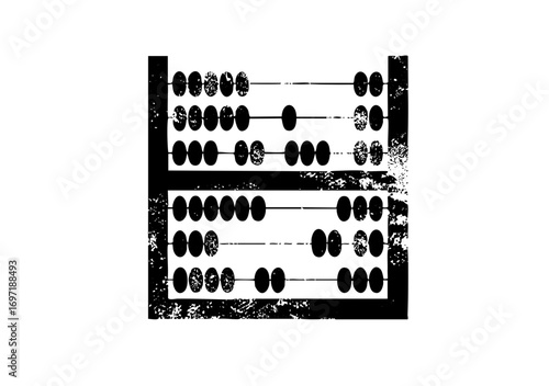 Vector Vintage abacus with black beads on rods.