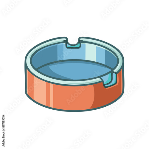 Cartoon Ashtray with Orange Base and Blue Interior