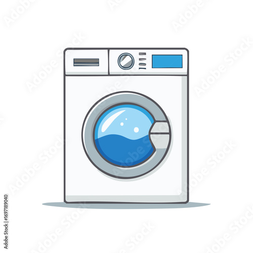 Modern Front Load Washing Machine with Water Drum and Digital Display