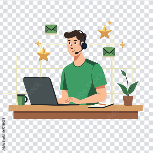 Customer support vector illustration on transparent background 