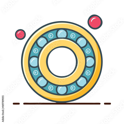 Detailed illustration of yellow blue bearing for machinery maintenance and repair