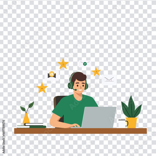Customer support representative working remotely