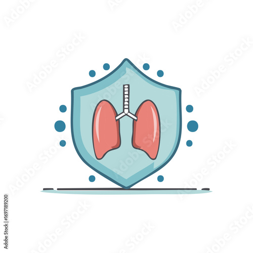 Lung protection shield symbol health care concept illustration
