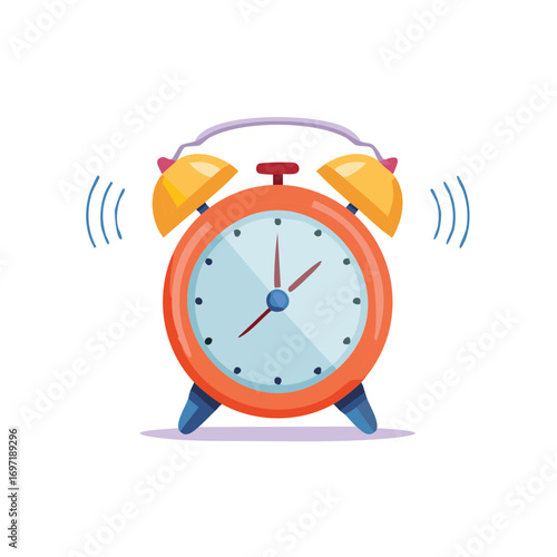 Retro Alarm Clock Ringing Loudly with Sound Waves