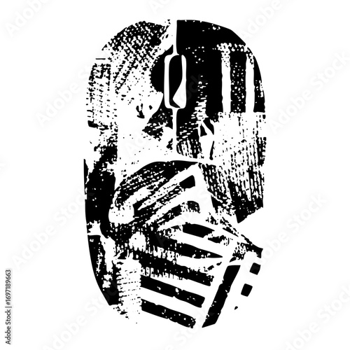 Vector Dramatic masked figure with angular .