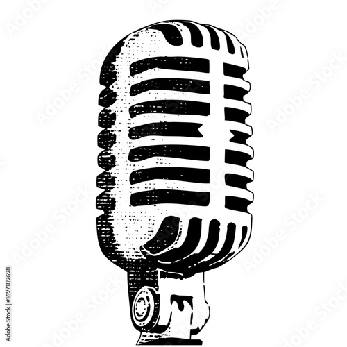 Vector Vintage microphone with detailed vector .