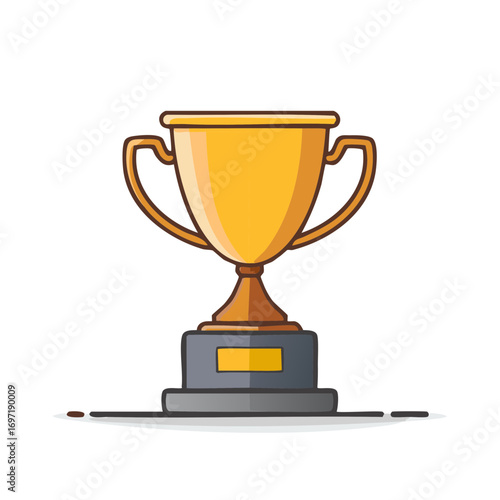 Illustration of a gold trophy cup with a bronze base and handle