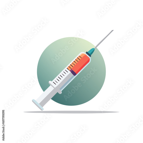 Illustration of a medical syringe for injections on a green background