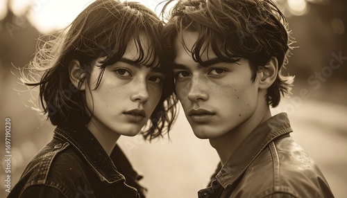 Close-up portrait of two young people
