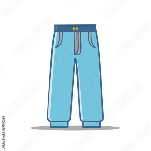 Simple Illustration of Blue Denim Jeans with Two Button Details