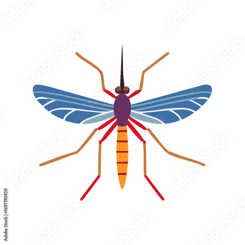 Vibrant Stylized Mosquito Insect Pest Vector Illustration for Summer and Health Themes