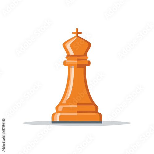 Bold Orange Chess King Piece Icon for Strategy Games and Leadership Concepts