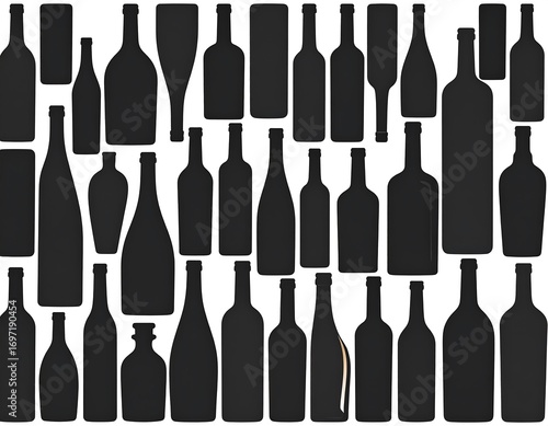 Collection of black silhouettes of various bottles