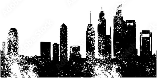 Vector Dramatic skyline showcases modern city architecture.