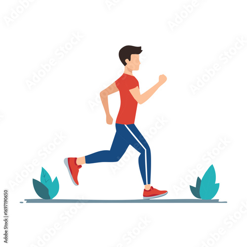 Running man in active wear simple illustration for fitness concepts health or exercise