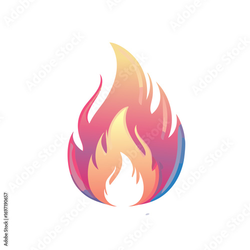 Vibrant abstract flame illustration with gradient colors and dynamic motion