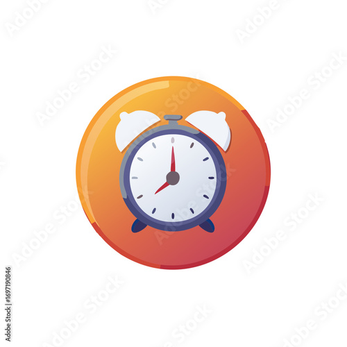 Classic alarm clock icon vector illustration for time management and reminders