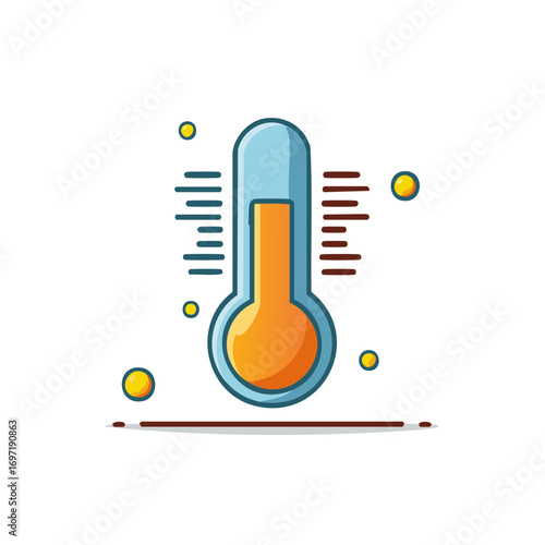 Colorful thermometer illustration indicating warm temperature measurement in flat design