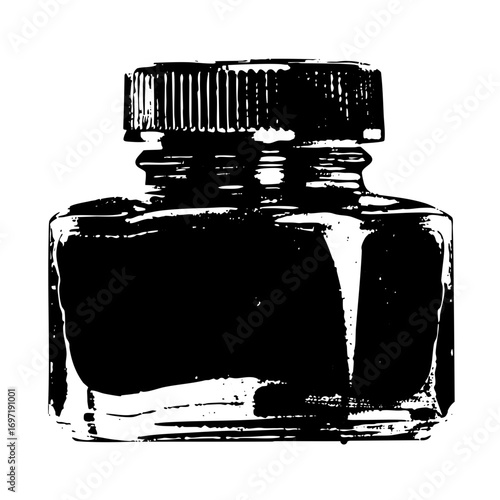 Vector Vintage inkwell with detailed cap