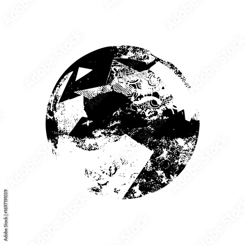 Vector Abstract reptile head within a circular frame.