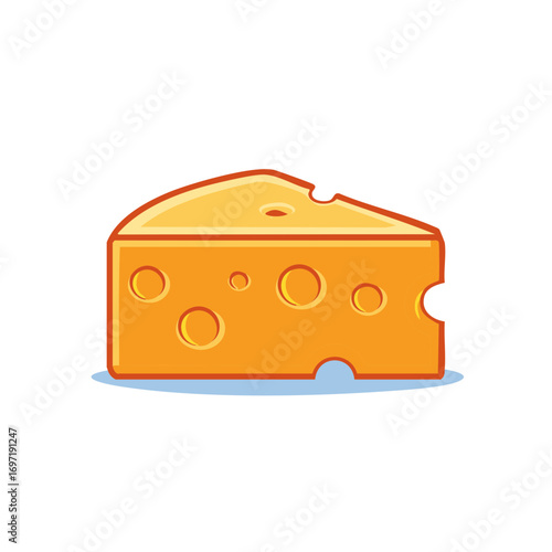 Cartoon Style Cheese Slice with Holes Triangle Shape Food Ingredient Dairy Product Icon