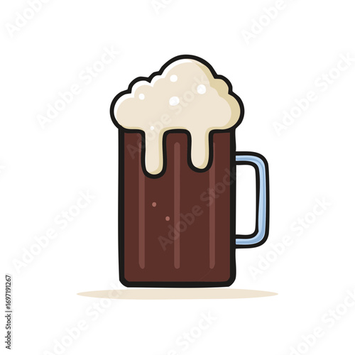 Cartoon illustration of a frothy beer stein